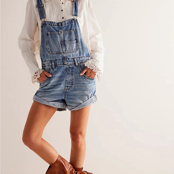 🐻🌸 Free People 🌸🐻 WE THE FREE Ziggy Shorts Overalls - Picture 2 of 6
